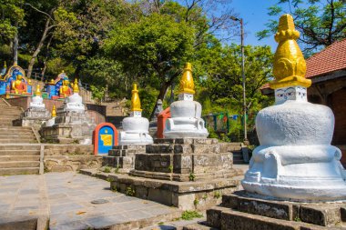 UNESCO Dünya Mirası Site Swayambhunath Budistler Maymun Tapınağı ve Katmandu Nepal Hinduları