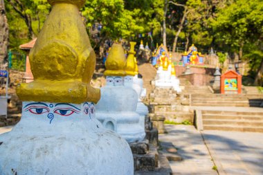 UNESCO Dünya Mirası Site Swayambhunath Budistler Maymun Tapınağı ve Katmandu Nepal Hinduları