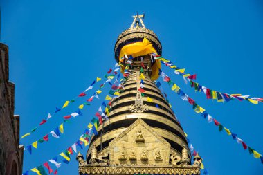 UNESCO Dünya Mirası Site Swayambhunath Budistler Maymun Tapınağı ve Katmandu Nepal Hinduları