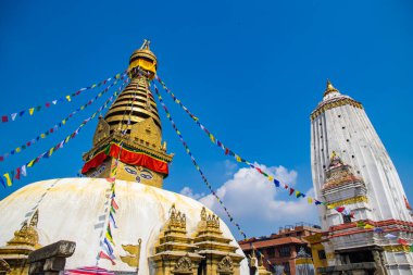 UNESCO Dünya Mirası Site Swayambhunath Budistler Maymun Tapınağı ve Katmandu Nepal Hinduları