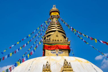 UNESCO Dünya Mirası Site Swayambhunath Budistler Maymun Tapınağı ve Katmandu Nepal Hinduları