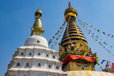 UNESCO Dünya Mirası Site Swayambhunath Budistler Maymun Tapınağı ve Katmandu Nepal Hinduları