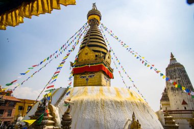 UNESCO Dünya Mirası Site Swayambhunath Budistler Maymun Tapınağı ve Katmandu Nepal Hinduları