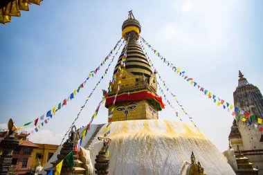 UNESCO Dünya Mirası Site Swayambhunath Budistler Maymun Tapınağı ve Katmandu Nepal Hinduları