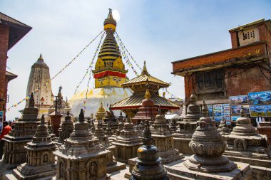 UNESCO Dünya Mirası Site Swayambhunath Budistler Maymun Tapınağı ve Katmandu Nepal Hinduları