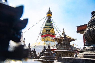 UNESCO Dünya Mirası Site Swayambhunath Budistler Maymun Tapınağı ve Katmandu Nepal Hinduları