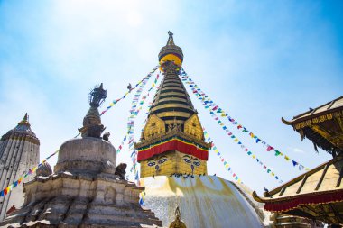 UNESCO Dünya Mirası Site Swayambhunath Budistler Maymun Tapınağı ve Katmandu Nepal Hinduları