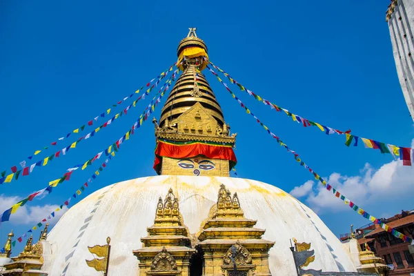 Unesco World Heritage Site Swayambhunath Opičí Chrám Buddhistů Hinduistů Káthmándú — Stock fotografie