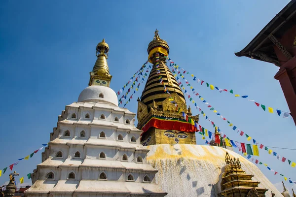 Unesco World Heritage Site Swayambhunath Opičí Chrám Buddhistů Hinduistů Káthmándú — Stock fotografie