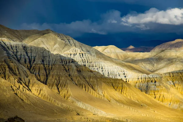 Tibet Çölü Nde Güzel Günbatımı Nepal Hilal Aylarında Upper Mustang — Stok fotoğraf