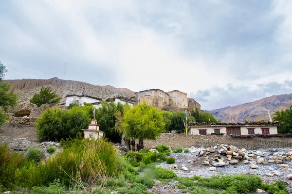 Krásný Chhusang Aka Chuksang Village Horním Mustangu Horského Himálajského Nepálu — Stock fotografie