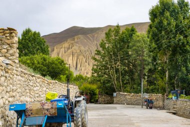 Nepal 'in Yukarı Mustang' indeki Ghami Köyü Peyzajı