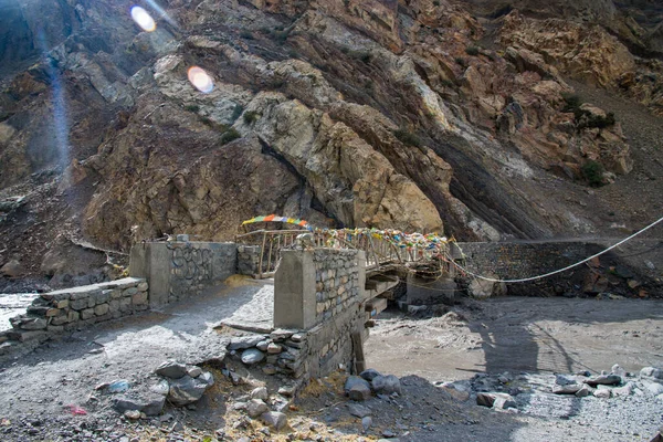 Holzbrücke Über Den Kali Gandaki Fluss Kagbeni Upper Mustang Nepal — Stockfoto