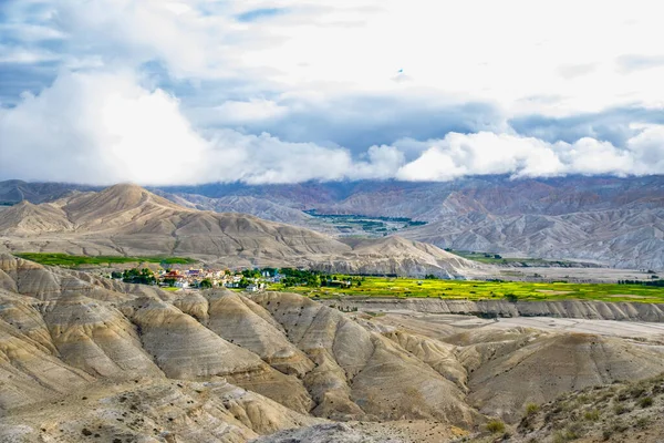 Der Blick Auf Den Lho Manthang Vom Pass Upper Mustang — Stockfoto