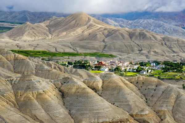 Der Blick Auf Den Lho Manthang Vom Pass Upper Mustang — Stockfoto