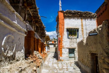Sokaklar, Eski Ev, Manastır, Lo Manthang 'daki Lo Duvarı Krallığı, Yukarı Mustang, Nepal