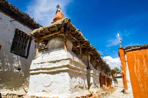 Sokaklar Eski Manastır Manthang Daki Duvarı Krallığı Yukarı Mustang Nepal — Stok fotoğraf