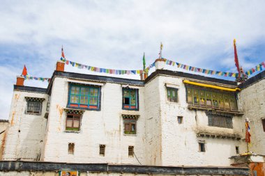 Lo Manthang, Yukarı Mustang, Nepal - 22 Temmuz 2023: Eski yasaklı Lo Krallığının Kraliyet Sarayı