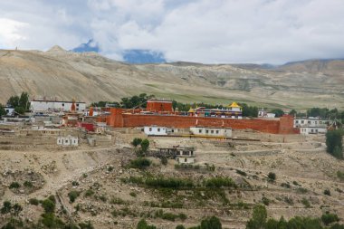 Nepal 'in Yukarı Mustang' indeki Manastır, Saray ve Köylü Yasak Lo Manthang Krallığı. 