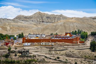 Nepal 'in Yukarı Mustang' indeki Manastır, Saray ve Köylü Yasak Lo Manthang Krallığı. 