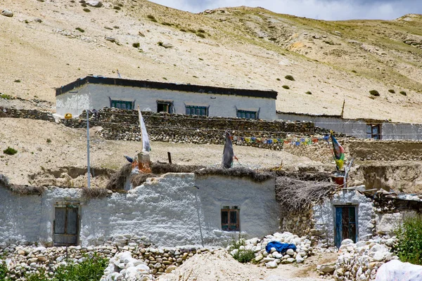Maisons Tibétaines Traditionnelles Dans Vallée Thinggar Manthang Dans Haute Mustang — Photo