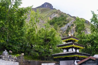 Jomsom 'un HImalayas' ındaki Muktinath Tapınağı, Nepal 'in Yukarı Mustang' i.