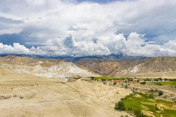 Paesaggio Deserto Stupefacente Alta Mustang Trek Himalaya Tibetano Del Nepal — Foto Stock