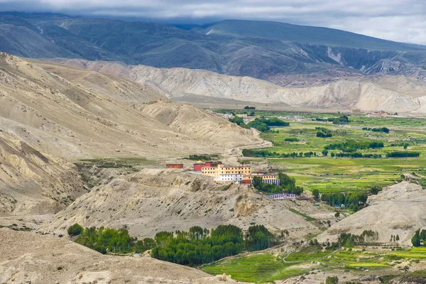 Монастырь Намгьял Гомпа Гумба Верхнем Мустанге Тибетского Непала Красивой Зеленой — стоковое фото