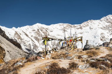 Oktang, Taplejung, Nepal - 7 Kasım 2023: Nepal Himalayalarında Kanchenjunga Güney Ana Kampı