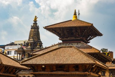 Patan, Lalitpur, Nepal - 12 Ekim 2023: Krishna Tapınağı ve UNESCO Miras Alanı Patan Durbar Meydanı, Lalitpur, Nepal