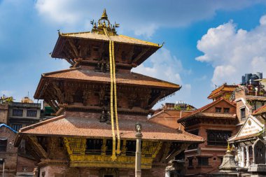 Patan, Lalitpur, Nepal - 12 Ekim 2023: Krishna Tapınağı ve UNESCO Miras Alanı Patan Durbar Meydanı, Lalitpur, Nepal
