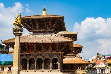 Patan, Lalitpur, Nepal - 12 Ekim 2023: Krishna Tapınağı ve UNESCO Miras Alanı Patan Durbar Meydanı, Lalitpur, Nepal