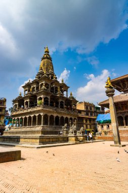Patan, Lalitpur, Nepal - 12 Ekim 2023: Krishna Tapınağı ve UNESCO Miras Alanı Patan Durbar Meydanı, Lalitpur, Nepal