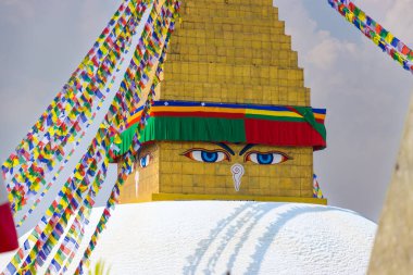 UNESCO Dünya Mirası Boudhanath Stupa namı diğer Bouddha Katmandu, Nepal 'de