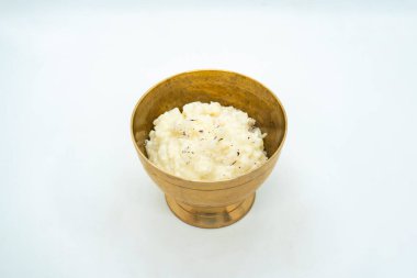 Bir kase Rice Pudding Kheer Khir hindistan cevizi sütü Rice Shrawan 15 Khir Khane Din ve Hindistan cevizi tozu