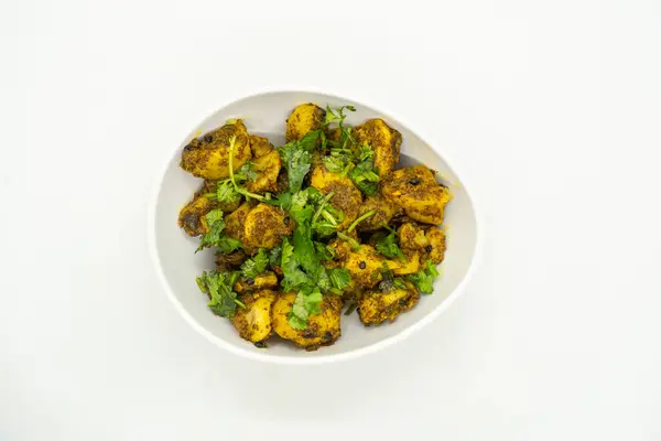 stock image A Bowl of Spicy Potato Achaar Potato Salad with Coriander aka Aalu ko Achaar, Spocy Potato Pickle