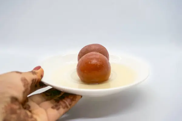 stock image A Plate of Gulab Jamun Lal Mohan Sweets for Indian Ceremony Festival Diwali