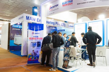 Katmandu, Nepal - 15 Kasım 2024: FEEN Electro Tech Nepal Elektrik İdaresi ve Elektrik İşletmeleri Sergi Sempozyumu tarafından Bhirkutimandap, Katmandu 'da düzenlendi