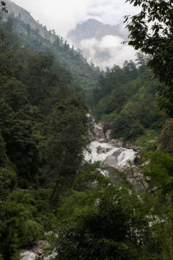 Langtang Vadisi Gezisi 'nin 2. günü. Bambu Yolu ve Langtang Nehri Yolu' ndaki Pairo Bölgesi.