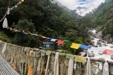 Langtang Vadisi Gezisi 'nin 2. günü. Bambu Yolu ve Langtang Nehri Yolu' ndaki Pairo Bölgesi.