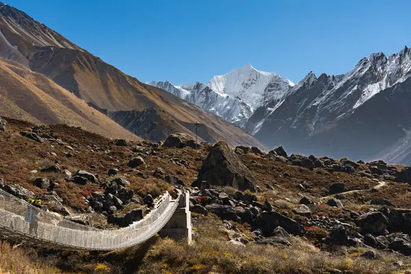 Himalayalar 'da asma köprü.