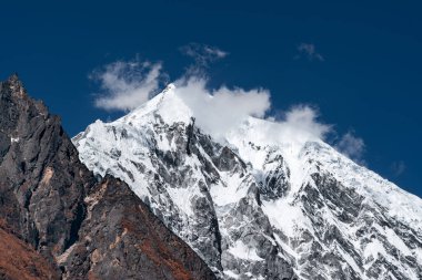 Langtang Lirung mountain peak seen from Kyanjin Ri in the himalayas of Kyanjin Gompa, Nepal clipart