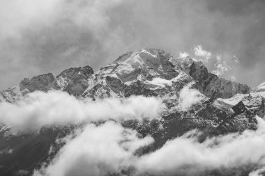 Mountain and Himalaya Landscape View from Kyanjin Ri with Langtang Peak and other mountains in Nepal clipart