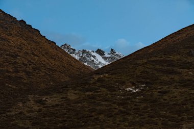 Trekking Route of Tsergo Ri Peak in the Himalayas of Nepal form Kyanjin Gompa with Mt.Gangchempo  clipart