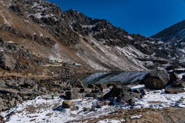 Güzel Mavi Himalaya Buzul Gölü Gosainkunda Pilgrim Langtang Ulusal Parkı, Rasuwa, Nepal
