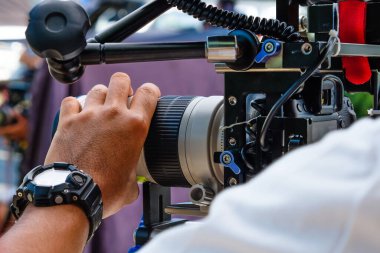 Video kamera detayları, film ekibi prodüksiyonu, sahne arkası.