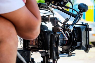 Video kamera detayları, film ekibi prodüksiyonu, sahne arkası.