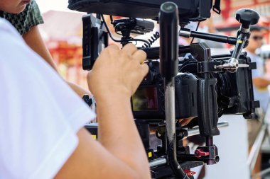 Video kamera detayları, film ekibi prodüksiyonu, sahne arkası.