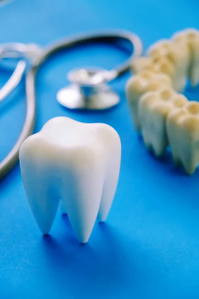 Dental Model Dental Equipment Blue Background Dentistry Concept — Stock Photo, Image