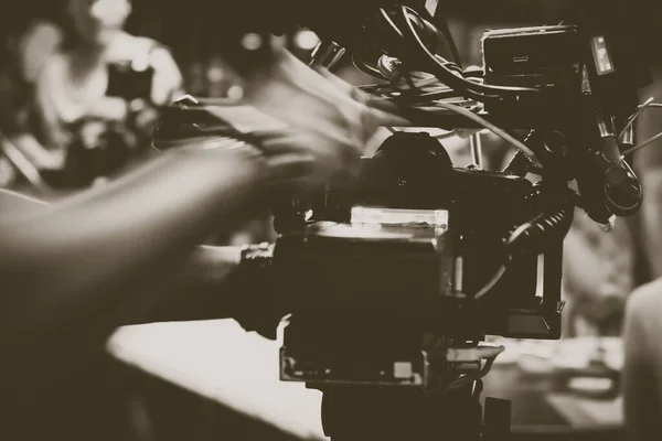 Kamera Video Produksi Kru Film Balik Layar Latar Belakang — Stok Foto